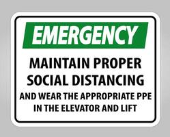 Emergency Maintain Proper Social Distancing Sign Isolate On White Background,Vector Illustration EPS.10 vector