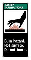 Safety Instructions Burn hazard,Hot surface,Do not touch Symbol Sign Isolate on White Background,Vector Illustration vector