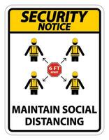 Security Notice Maintain social distancing, stay 6ft apart sign,coronavirus COVID-19 Sign Isolate On White Background,Vector Illustration EPS.10 vector