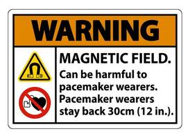 Warning Magnetic field can be harmful to pacemaker wearers.pacemaker wearers.stay back 30cm vector