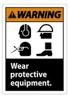 Warning Sign Wear Protective Equipment,With PPE Symbols on White Background,Vector Illustration vector