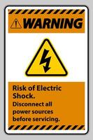 Warning Risk of electric shock Symbol Sign Isolate on White Background vector