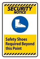 Señal de aviso de seguridad Se requieren zapatos de seguridad más allá de este punto vector