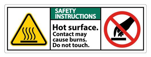 Safety Hot Surface Do Not Touch Symbol Sign Isolate on White Background,Vector Illustration vector