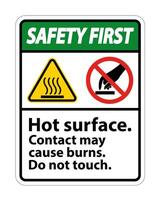 Safety Hot Surface Do Not Touch Symbol Sign Isolate on White Background,Vector Illustration vector