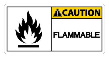 Precaución signo símbolo inflamable sobre fondo blanco. vector