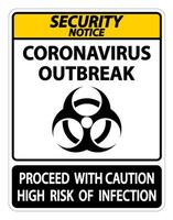 Security Notice Coronavirus Outbreak Sign Isolate On White Background,Vector Illustration vector