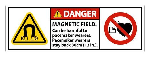 Danger Magnetic field can be harmful to pacemaker wearers.pacemaker wearers.stay back 30cm vector