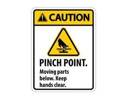 Caution Pinch Point, Moving Parts Below, Keep Hands Clear Symbol Sign Isolate on White Background,Vector Illustration EPS.10 vector