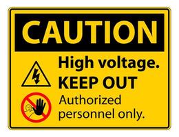 Caution High Voltage Keep Out Sign Isolate On White Background,Vector Illustration EPS.10 vector