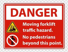 Moving forklift traffic hazard,No pedestrians beyond this point,Symbol Sign Isolate on transparent Background,Vector Illustration vector