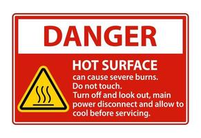 Danger Hot surface sign on white background vector