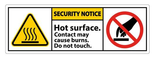 Seurity Notice Hot Surface Do Not Touch Symbol Sign Isolate on White Background,Vector Illustration vector