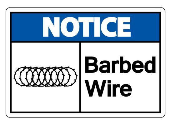 Notice Barbed Wire Symbol Sign On White Background,Vector Illustration