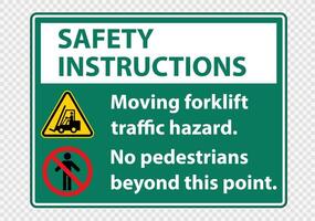 Moving forklift traffic hazard,No pedestrians beyond this point,Symbol Sign Isolate on transparent Background,Vector Illustration vector