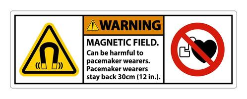 Warning Magnetic field can be harmful to pacemaker wearers.pacemaker wearers.stay back 30cm vector