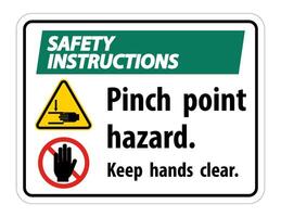 Safety Instructions Pinch Point Hazard,Keep Hands Clear Symbol Sign Isolate on White Background,Vector Illustration vector