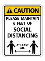 Caution For Your Safety Maintain Social Distancing Sign on white background vector