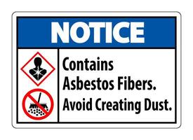 Notice Label Contains Asbestos Fibers,Avoid Creating Dust vector