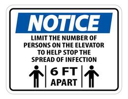 Notice Elevator Physical Distancing Sign Isolate On White Background,Vector Illustration EPS.10 vector