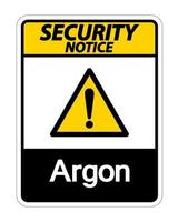 Security Notice Argon Symbol Sign On White Background vector