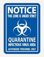Notice Quarantine Infectious Virus Area Sign Isolate On White Background,Vector Illustration EPS.10 vector