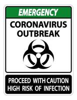 Emergency Coronavirus Outbreak Sign Isolate On White Background,Vector Illustration vector