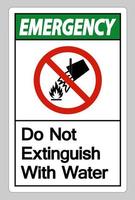 Emergency Do Not Extinguish With Water Symbol Sign On White Background vector