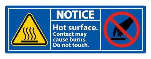 Notice Hot Surface Do Not Touch Symbol Sign Isolate on White Background,Vector Illustration vector