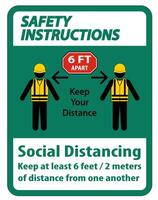 Safety Instructions Social Distancing Construction Sign Isolate On White Background,Vector Illustration EPS.10 vector