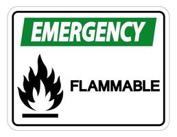 Emergency Flammable Symbol Sign on white background vector
