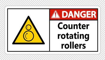 Danger counter rotating rollers sign on transparent background vector