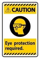 Caution Sign Eye Protection Required Symbol Isolate on White Background vector