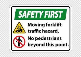 Moving forklift traffic hazard,No pedestrians beyond this point,Symbol Sign Isolate on transparent Background,Vector Illustration vector