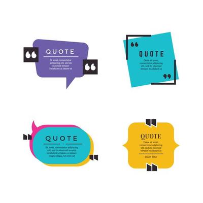 Quote frames texting citation bubble box paper information text elements letters template