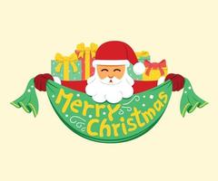 The Santa Claus Hold a Ribbon Flag of Merry Christmas Words. vector