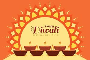 fondo de pantalla del festival de diwali con diya de luces. vector