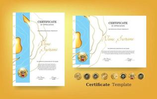 Certificate of appreciation template and vector golden Luxury premium badges