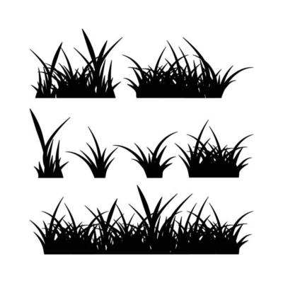 Monochrome illustration grass black silhouettes nature grass field