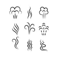 Olor gráfico vapor aroma nubes símbolos colección de líneas abstractas vector