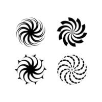 Remolinos radiales hipnóticos formas negras conjunto de colección de símbolos redondos vector