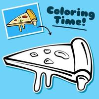 gráfico de vector de ilustración de pizza contorneada y coloreada. Adecuado para libros para niños y libros para colorear.