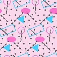 Seamless pattern in minimalistic geometric style. Pink, blue, grey and black colors. Memphis style retro print. Abstract doodle background. Endless design. Print for textile, fashion and decor vector