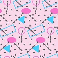 Seamless pattern in minimalistic geometric style. Pink, blue, grey and black colors. Memphis style retro print. Abstract doodle background. Endless design. Print for textile, fashion and decor vector