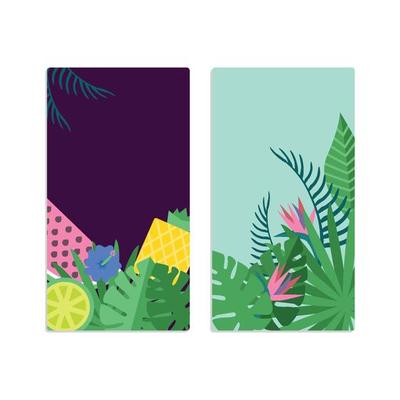 Tropical banners exotic leaves fruits social media stories template