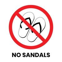 No Sandals Sign Sticker with text inscription on isolated background vector