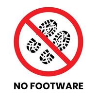 No footware Sign Sticker with text inscription on isolated background vector