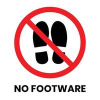 No footware Sign Sticker with text inscription on isolated background vector