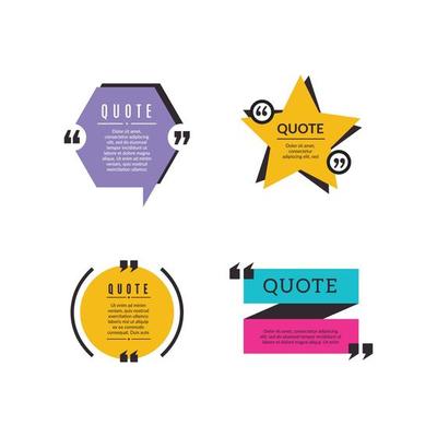 Quote frames texting citation bubble box paper information text elements letters template