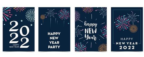 New year card collection with firework,frame,star.Vector illustration for poster,postcard,banner,cover vector